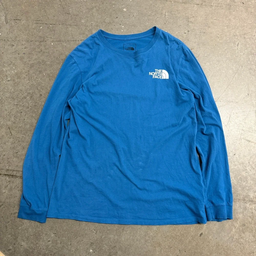 The North Face Mens Blue Long Sleeve Box Logo Graphic T-Shirt Large NF0A37FY